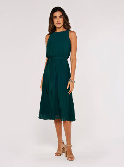 Pleated Skirt Midi Dress