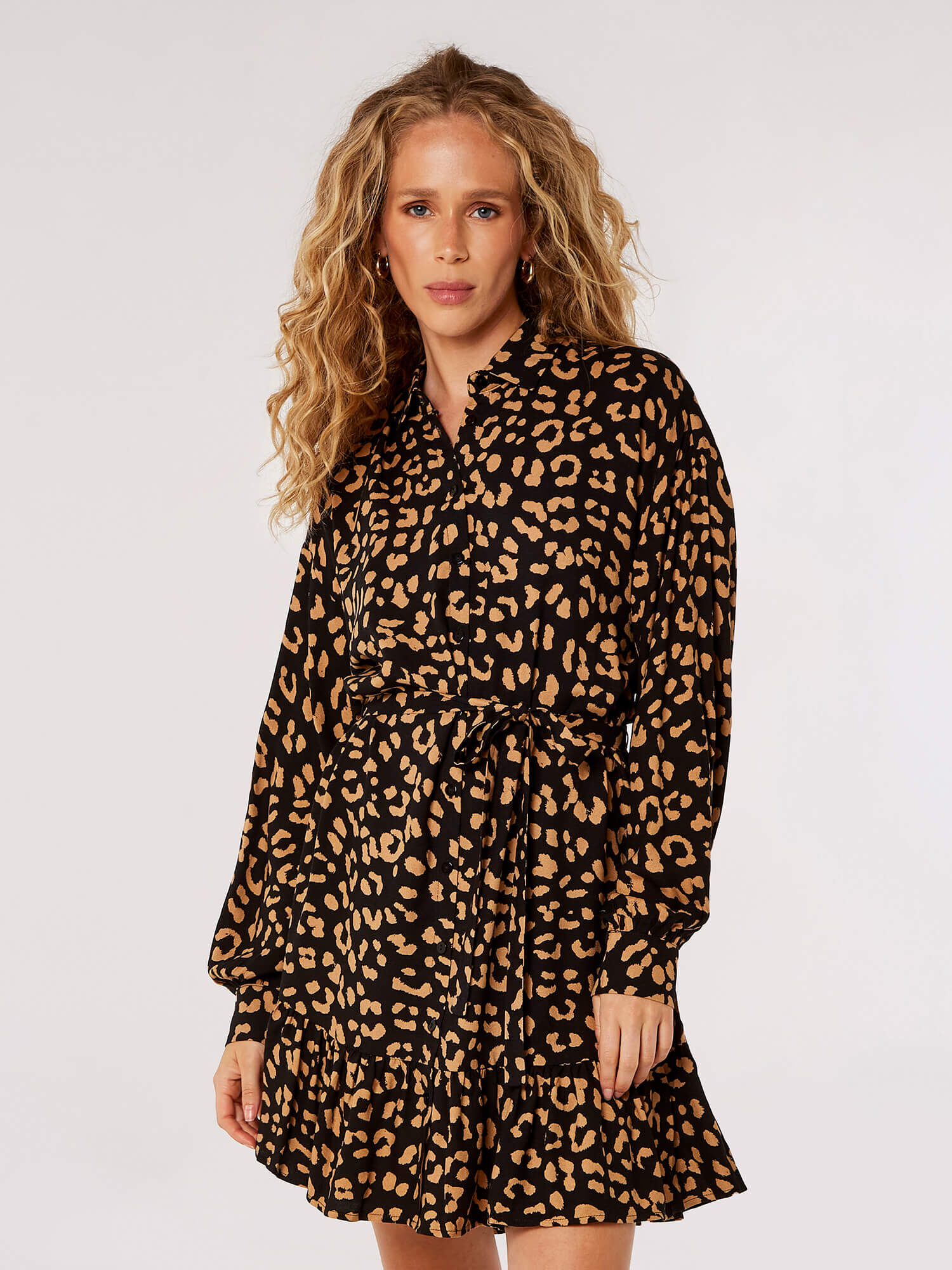 Oversized leopard print shirt dress discount