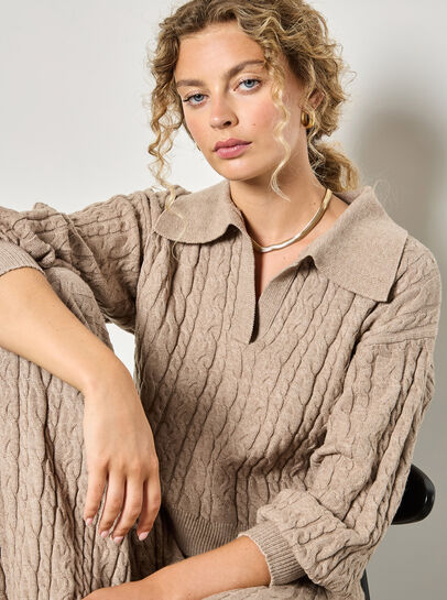 Twisted Cable Knit Crop Jumper