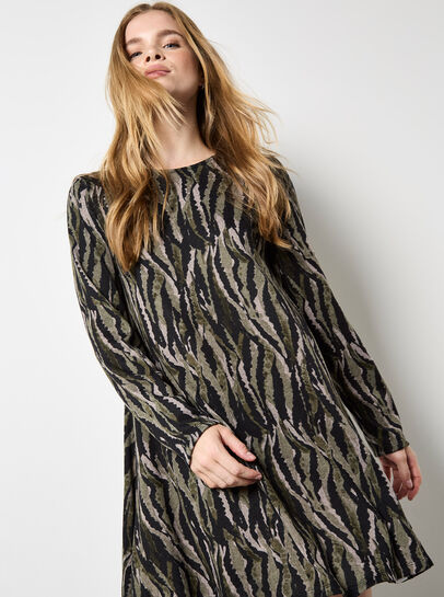 Zebra Knit Swing Mini Dress