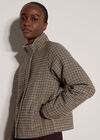 Houndstooth Funnel Neck Jacket, Black, large