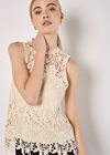 Guipure Floral Lace Top, Cream, large