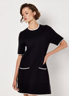 Monochrome Knitted Mini Dress, Black, large