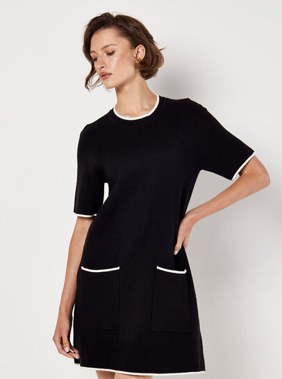 Monochrome Knitted Mini Dress