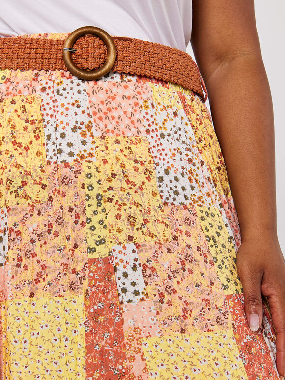 Ditsy Fusion Crinkle Skirt, Orange, large