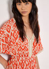 Ikat Swirl Shimmer Maxi Dress, Orange, large