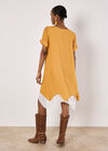 Slub Shimmer Tunic Mini Dress, Mustard, large