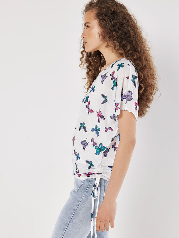 Butterfly Print Camisole Insert Top, White, large