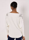Lace Rhinestone Embellished Jumper, White, large
