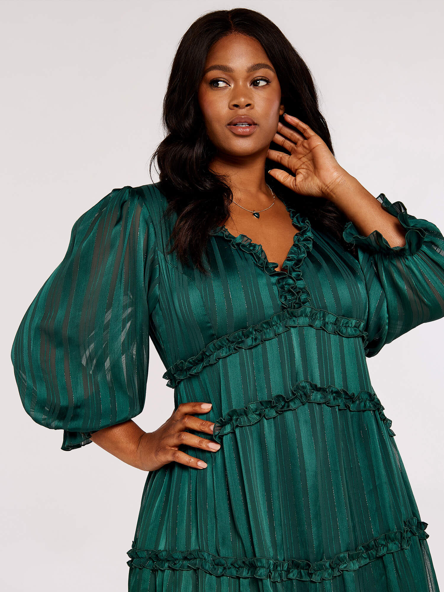 Curve Ruffle Mini Dress Apricot Clothing