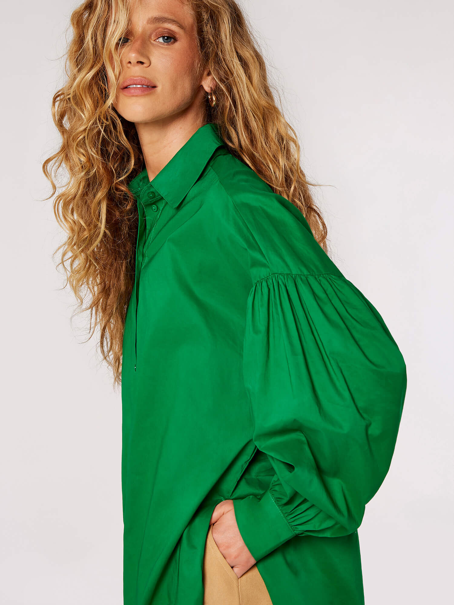 Chemise En Coton A Manches Ballon Vetements Apricot