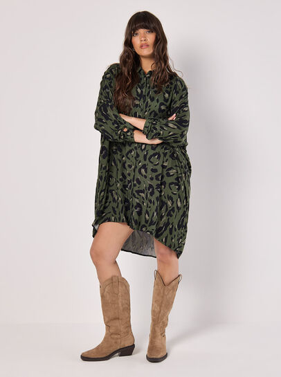Cheetah Oversized Shirt Mini Dress