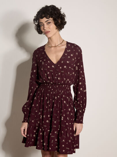 Vintage Floral Crepe Mini Dress