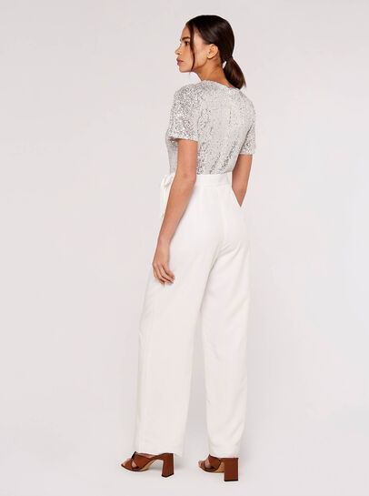 Sequin Wrap Palazzo Jumpsuit