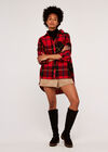Oversized Plaid Shirt, Red, large
