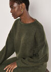 Waffle Knit Batwing Jumper, Green, large