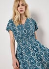 Batik Print Mini Dress, Blue, large