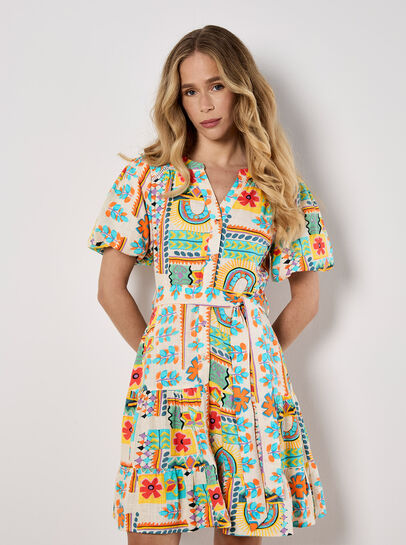 Tropical Patchwork Mini Dress