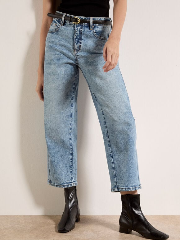 Mei Light-Wash Barrel Jeans, Sky Blue, large