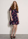 Floral Rose Chiffon Mini Dress, Navy, large