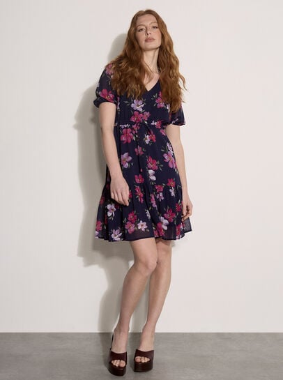 Floral Rose Chiffon Mini Dress