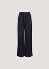 Pinstripe Linen Blend Wide-Leg Trousers, Navy, large