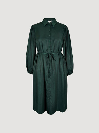 Curve Satin Shirt Midi Dress