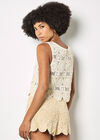 Crochet Circles Cotton Crop Top, Stone, large