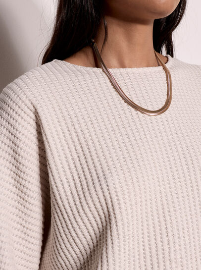 Waffle Knit Batwing Top
