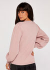 Volume Sleeve Crew Neck Jumper, Pink, large