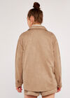 Suede Shirt Jacket, Brown, large