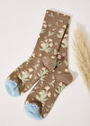 Floral Socks, Stone, large