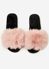 Cosy Faux Fur Luxe Slippers, Pink, large