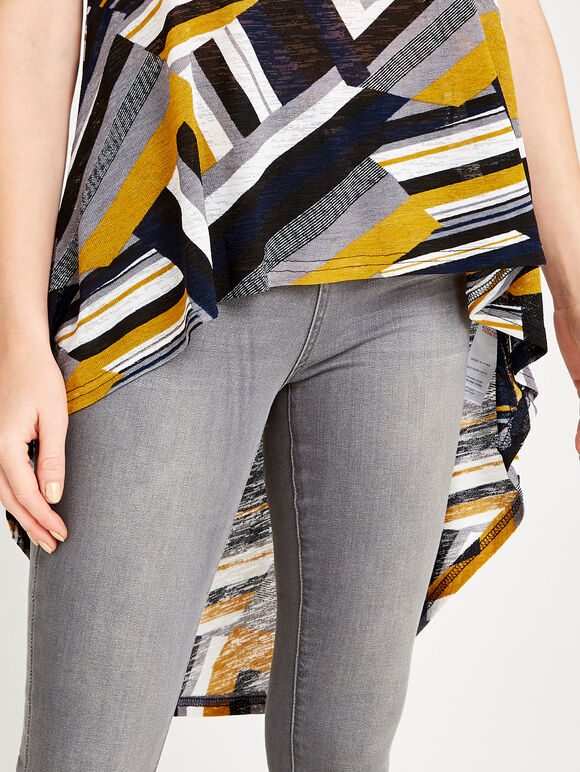Navy Stripe Mesh Vest Top, Navy, large