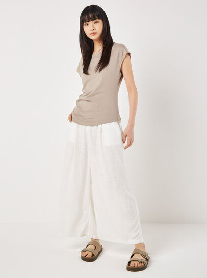 Side Pleat Cotton T-Shirt
