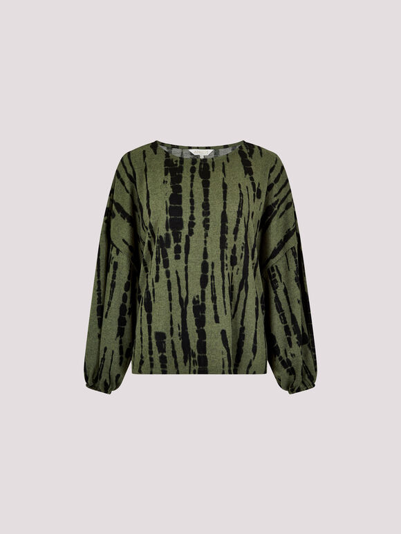 Tie Dye Stripe Top, Khaki, large
