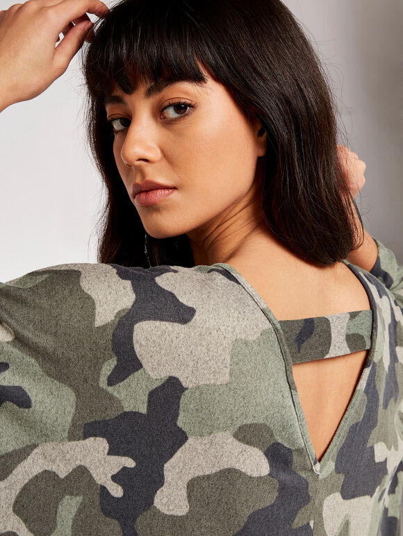 Camouflage Cozy Cocoon Dress, Green, large