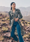 Snakeskin Print Satin Shirt Midi Dress, Grey, large