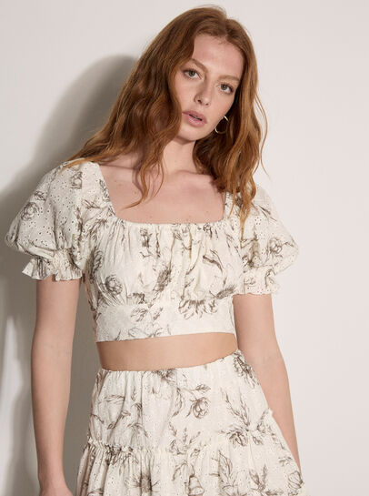 Floral Cotton Broderie Crop Top
