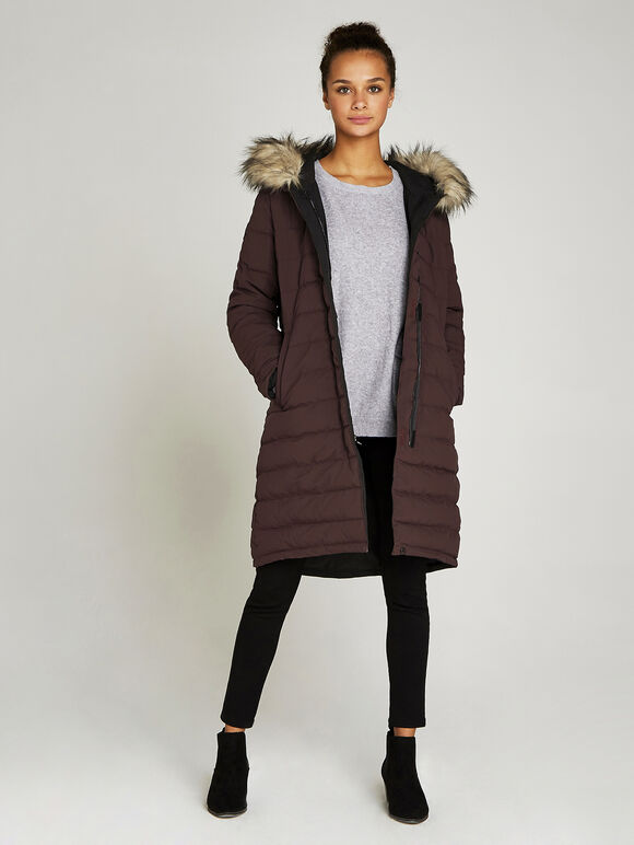 Reversible Puffer Jacket, Burgundy, large