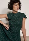 Floral Crepe Smocked Midi Dress, Green, large