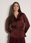 Soft Satin Shirt, Burgundy, large
