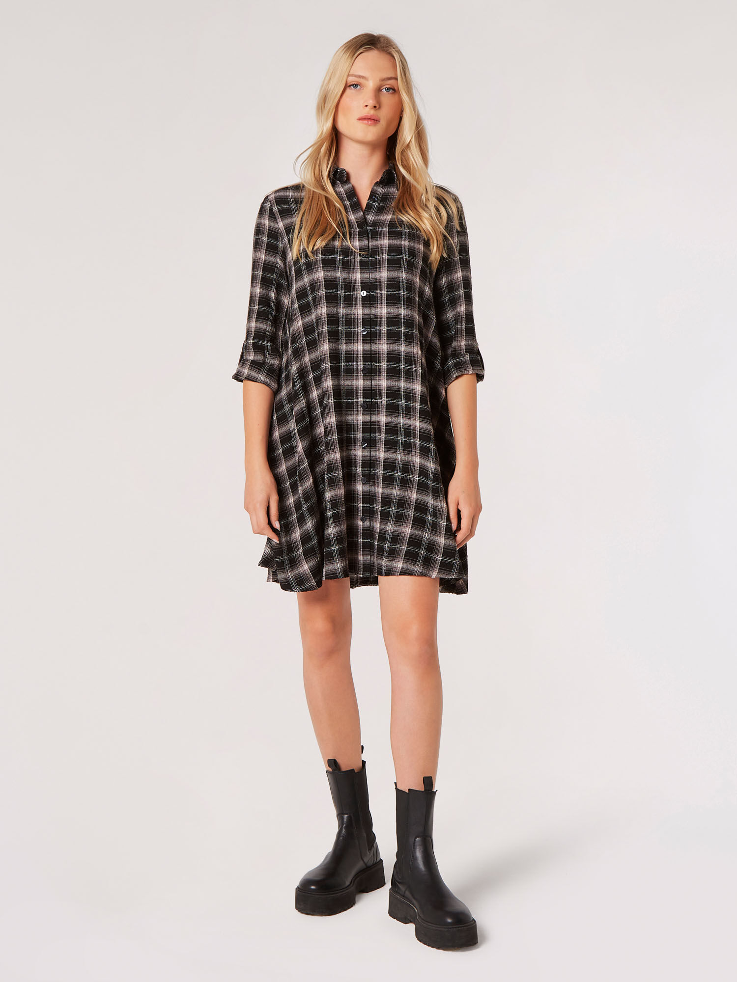 【正規品】Checked Shirt Mini Dress Checked Shirt Mini Dress | Apricot Clothing