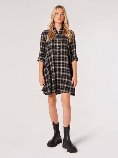 Checked Shirt Mini Dress