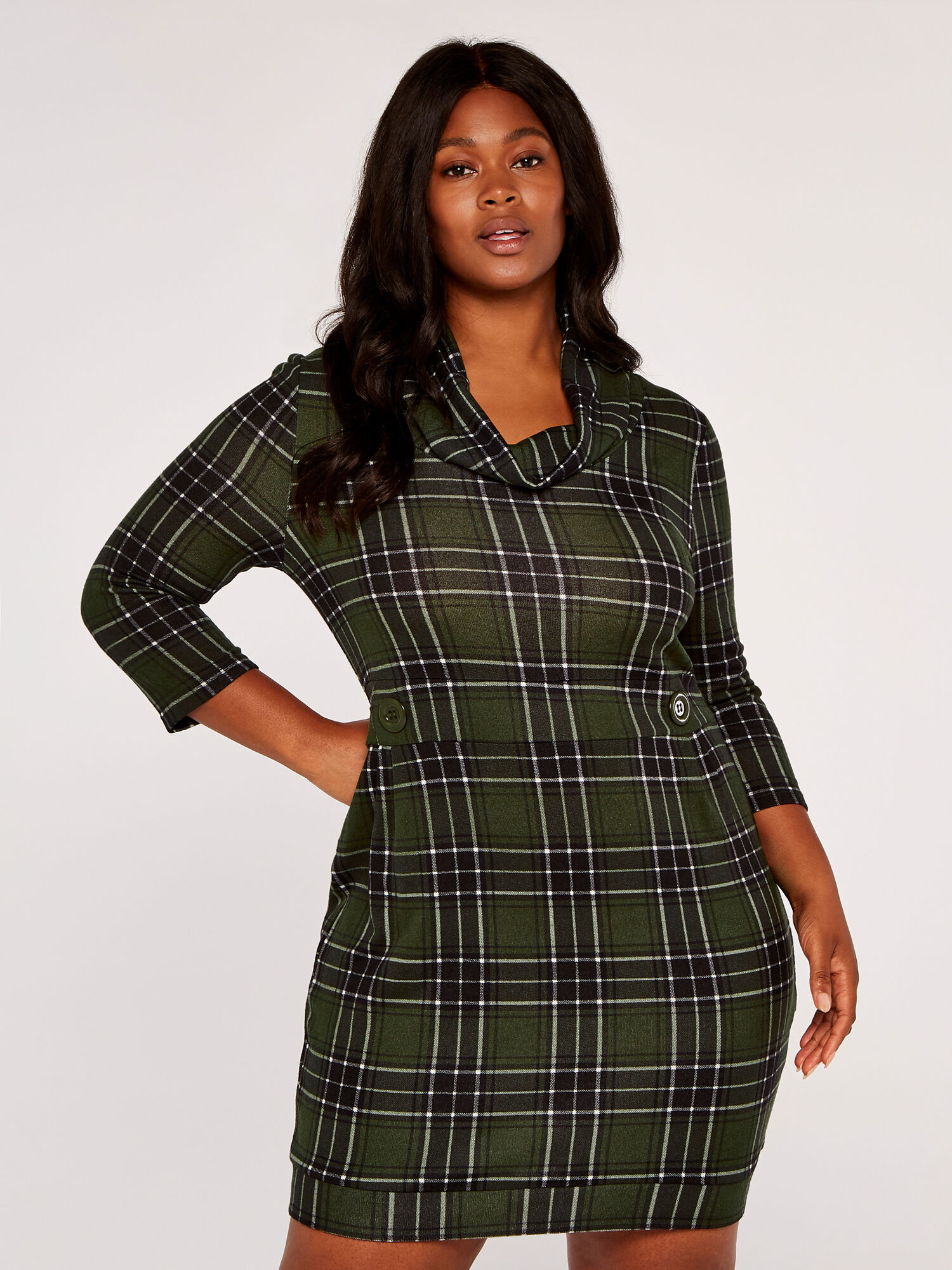 Curve Robe Punk A Carreaux Et Boutons