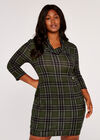 Curve Punk Check Button Dress, Green, large
