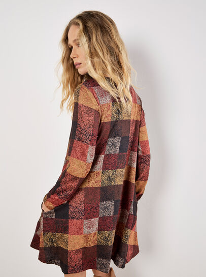 Colourful Patchwork Check Swing Mini Dress