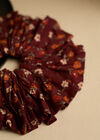 Oversized Floral Hair Scrunchie, Burgundy, large