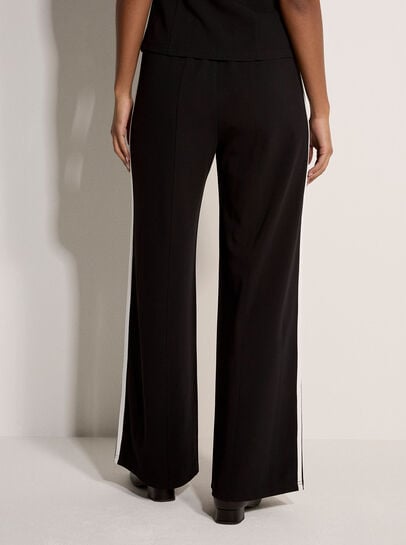 Jersey Crepe Stripe Wide-Leg Trousers