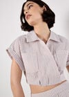 Stripe Shirt Crop Top, Stone, large